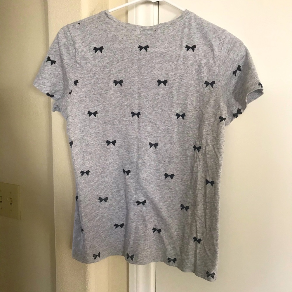 J Crew Heather Grey Bow Print Tee